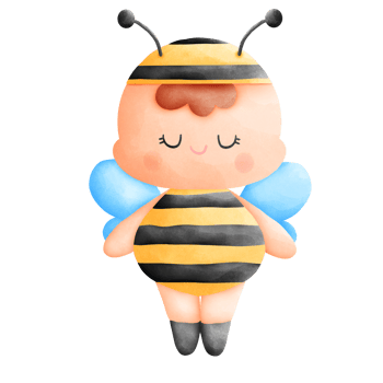 A boy wearing costumes bee watercolor png