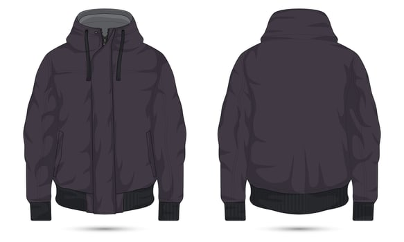 hooded bomber jacket template front and back view vector