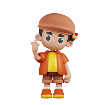 3d Character Artist Giving Mini Love Pose. 3d render isolated on transparent backdrop. png