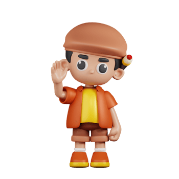 3d Character Artist Greeting Pose. 3d render isolated on transparent backdrop. png