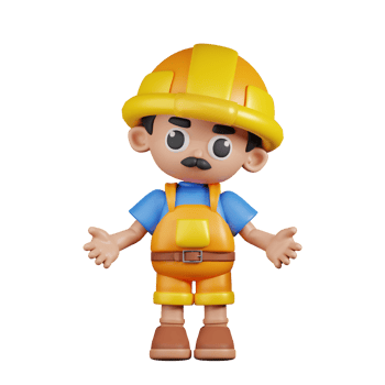 3d Character Builder Doing The No Idea Pose. 3d render isolated on transparent backdrop. png