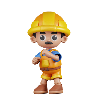3d Character Builder Ready To Fight Pose. 3d render isolated on transparent backdrop. png