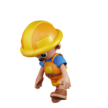 3d Character Builder Tired Walk Pose. 3d render isolated on transparent backdrop. png