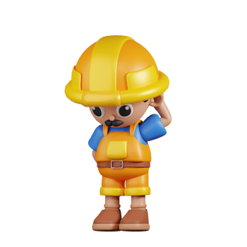 3d Character Builder Worry Pose. 3d render isolated on transparent backdrop. png
