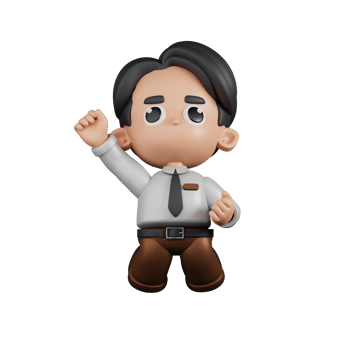 3d Character Businessman Jumping In The Air Pose. 3d render isolated on transparent backdrop. png