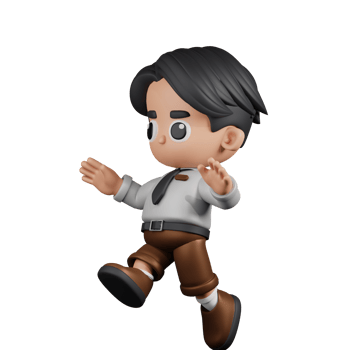 3d Character Businessman Jumping Pose. 3d render isolated on transparent backdrop. png