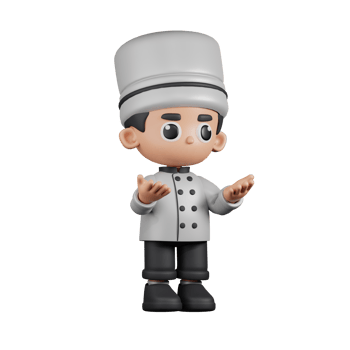 3d Character Chef Angry Pose. 3d render isolated on transparent backdrop. png