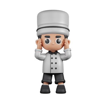 3d Character Chef Dizzy Pose. 3d render isolated on transparent backdrop. png