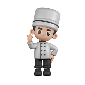 3d Character Chef Giving Mini Love Pose. 3d render isolated on transparent backdrop. png