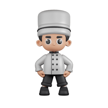 3d Character Chef Hero Stance Pose. 3d render isolated on transparent backdrop. png
