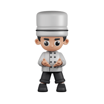 3d Character Chef Holding Something Pose. 3d render isolated on transparent backdrop. png