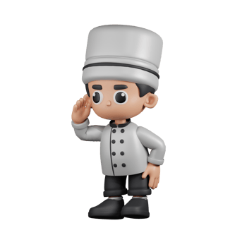 3d Character Chef Looking Pose. 3d render isolated on transparent backdrop. png