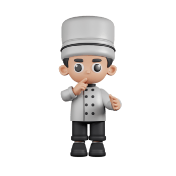 3d Character Chef Quiet Pose. 3d render isolated on transparent backdrop. png