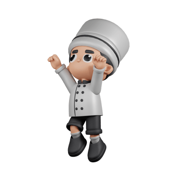 3d Character Chef Superhero Pose. 3d render isolated on transparent backdrop. png