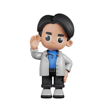 3d Character Doctor Greeting Pose. 3d render isolated on transparent backdrop. png