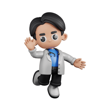 3d Character Doctor Happy Pose. 3d render isolated on transparent backdrop. png