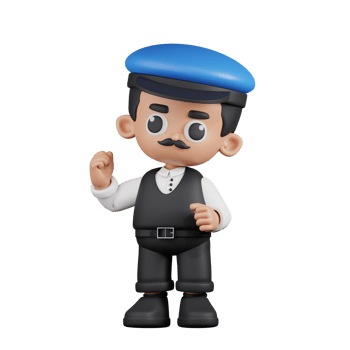 3d Character Driver Congratulation Pose. 3d render isolated on transparent backdrop. png