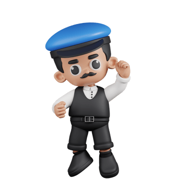 3d Character Driver Congrats Pose. 3d render isolated on transparent backdrop. png