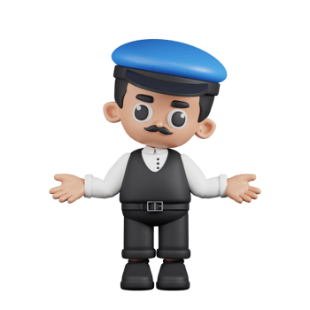 3d Character Driver Doing The No Idea Pose. 3d render isolated on transparent backdrop. png