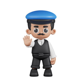 3d Character Driver Doing The Stop Sign Pose. 3d render isolated on transparent backdrop. png