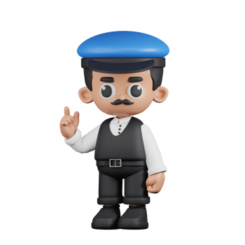 3d Character Driver Giving Advise Pose. 3d render isolated on transparent backdrop. png
