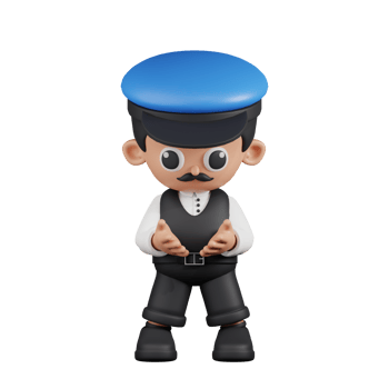 3d Character Driver Holding Something Pose. 3d render isolated on transparent backdrop. png