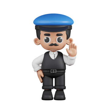 3d Character Driver Hands Up Pose. 3d render isolated on transparent backdrop. png