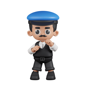 3d Character Driver Ready To Fight Pose. 3d render isolated on transparent backdrop. png