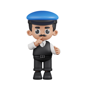 3d Character Driver Quiet Pose. 3d render isolated on transparent backdrop. png