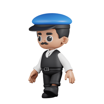 3d Character Driver Walking Pose. 3d render isolated on transparent backdrop. png
