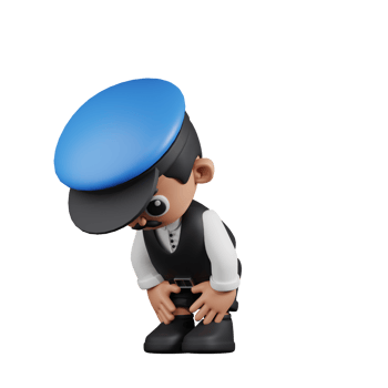 3d Character Driver Taking A Break Pose. 3d render isolated on transparent backdrop. png