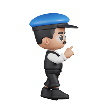 3d Character Driver Touch Pose. 3d render isolated on transparent backdrop. png