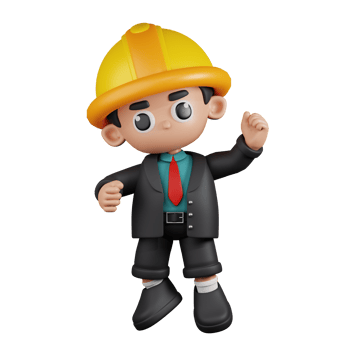 3d Character Engineer Congrats Pose. 3d render isolated on transparent backdrop. png