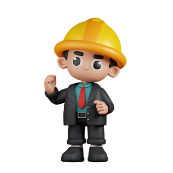 3d Character Engineer Congratulation Pose. 3d render isolated on transparent backdrop. png