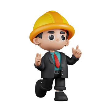 3d Character Engineer Feeling Happy Pose. 3d render isolated on transparent backdrop. png