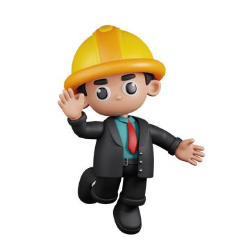 3d Character Engineer Happy Pose. 3d render isolated on transparent backdrop. png