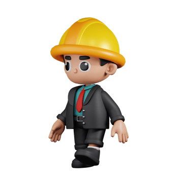 3d Character Engineer Walking Pose. 3d render isolated on transparent backdrop. png