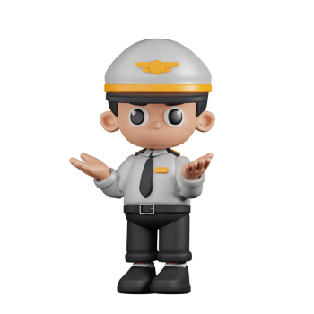 3d Character Pilot Confused Pose. 3d render isolated on transparent backdrop. png