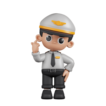 3d Character Pilot Giving Mini Love Pose. 3d render isolated on transparent backdrop. png