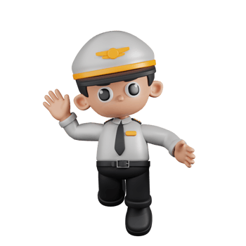3d Character Pilot Happy Pose. 3d render isolated on transparent backdrop. png