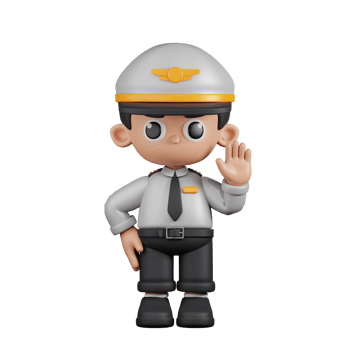 3d Character Pilot Hands Up Pose. 3d render isolated on transparent backdrop. png