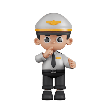 3d Character Pilot Quiet Pose. 3d render isolated on transparent backdrop. png