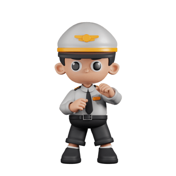 3d Character Pilot Ready To Fight Pose. 3d render isolated on transparent backdrop. png