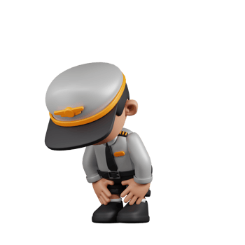 3d Character Pilot Taking A Break Pose. 3d render isolated on transparent backdrop. png