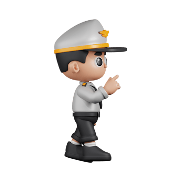 3d Character Pilot Touch Pose. 3d render isolated on transparent backdrop. png