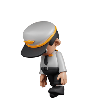 3d Character Pilot Tired Walk Pose. 3d render isolated on transparent backdrop. png