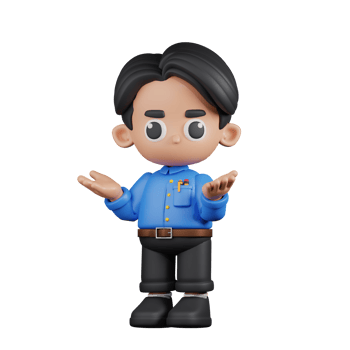3d Character Teacher Confused Pose. 3d render isolated on transparent backdrop. png