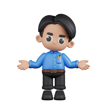 3d Character Teacher Doing The No Idea Pose. 3d render isolated on transparent backdrop. png