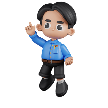 3d Character Teacher Happy Jumping Pose Pose. 3d render isolated on transparent backdrop. png