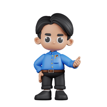 3d Character Teacher Pointing Next Pose. 3d render isolated on transparent backdrop. png